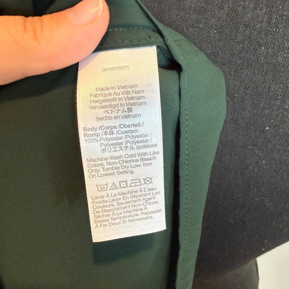 NWT Madewell Ruffle Neck Tie Front Top Dark Green NT356 Small - Picture 8 of 8